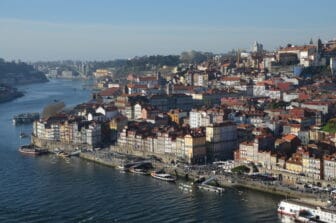 Douro River and Oporto seen from the hill on Gaia side