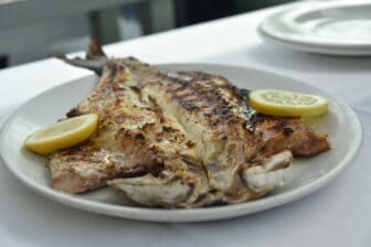 the grilled sea bass at the restaurant, S. Valentim in Matosinhos