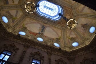 the ceiling over the staircase in Bolsa Palace in Oporto