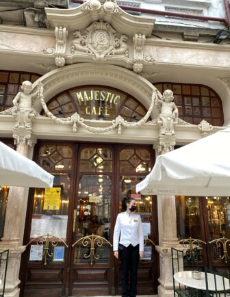 the entrance of Majestic Cafe in Oporto