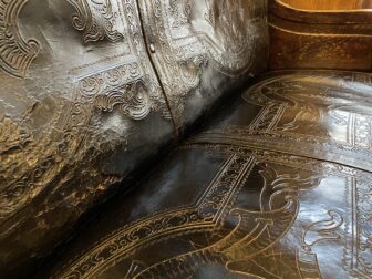 the leather sofa in Majestic Cafe in Oporto