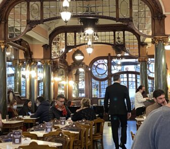 inside Majestic Cafe in Oporto