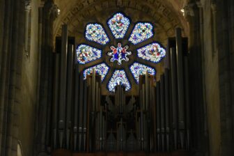 the rose window of the cathedral in Oporto