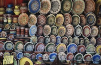 plates sold along the approach to Bachkovo Monastery