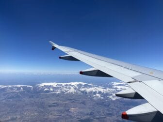 the snow mountains seen from the aeroplane to Bulgaria