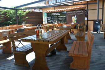 outdoor tables at Rahat Tepe, the restaurant in Plovdiv