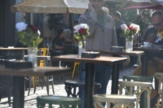 outdoor tables in Kapana district in Plovdiv