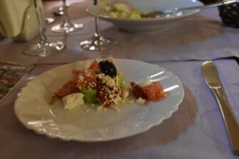 Shopska Salad at the restaurant in Plovdiv called Philippopolis