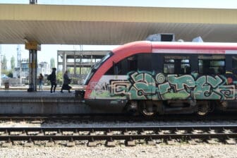 a train at the platform of Plovdiv railway station