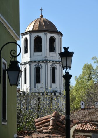 the bell tower of the St. Constantine and Helena Orthodox Church in Plovdiv