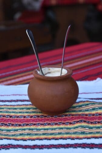 the homemade ice cream at Alexova Kushta, the restaurant in Melnik, Bulgaria