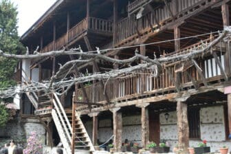 wooden building in Rozhen Monastery