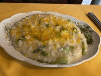 the risotto with Bottarga Gallo at Antica Trattoria Ferrari, a restaurant in Pavia, Italy