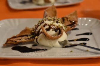 the dessert at Torattoria Spizzuliamu, a restaurant in Syracuse