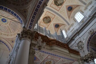 ceilings and the pipe organ of St. Peter's Church in Modica, Socily