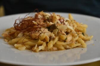 a pasta dish at Locanda del Collegio, the restaurant in Syracuse