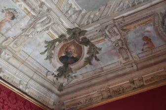 the corner of the ceiling of the ballroom of Conversation Circle in Rragusa, Sicily