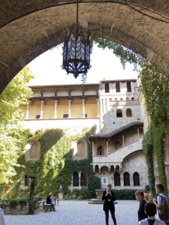 the entrance of the castle in Grazzano Visconti in Emilia Romagna in Italy