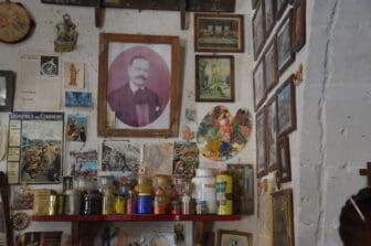 a wall in the workshop of Cinabro, the cart maker in Ragusa, Sicily