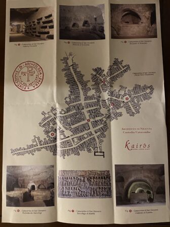 the leaflet of the catacombs of Basilica di San Giovanni in Syracuse, Sicily