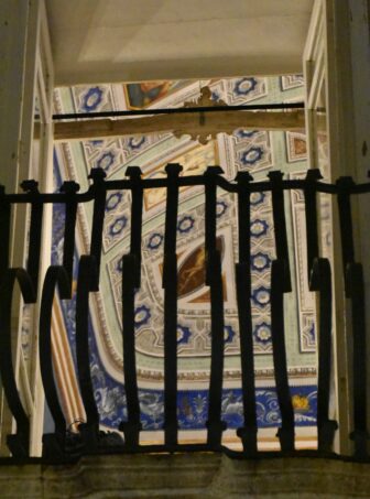 the ceiling of Palazzo Borgia del Casale, a mansion in Syracuse seen from the street