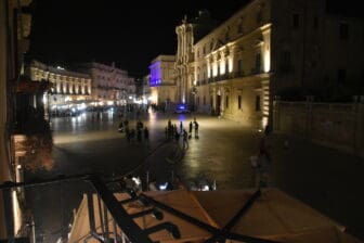 Piazza Duomo seen from Palazzo Borgia del Casale, a mansion in Syracuse, Sicily