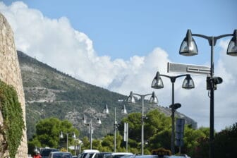 a row of street lamps seen on the way to the ropeway platform in Dubrovnik
