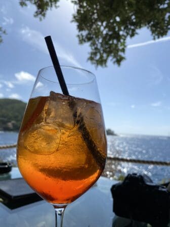 a glass of spritz at the seaside of Lapad near Dubrovnik