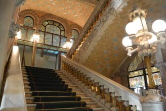 staircase in Palau de la Musica Catalana in Barcelona in Spain