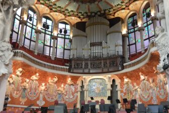 pipe organ in Palau de la Musica Catalana in Barcelona, Spain