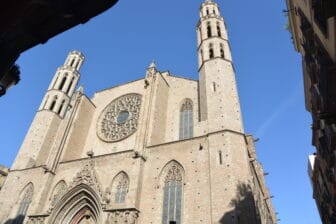 the exterior of Basilica de Santa Maria del Mar in Barcelona, Spain 