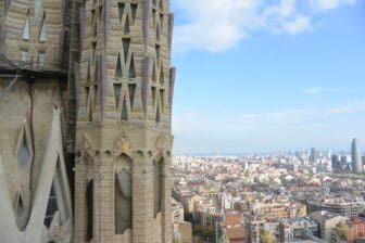 view seen from the tower of Sagrada Familia in Barcelona, Spain