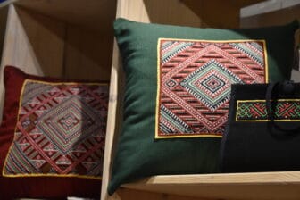 the products with the traditional embroideries in a shop in Dubrovnik