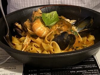 seafood tagliatelle of Moskar, the restaurant in Dubrovnik, Croatia