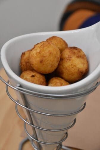 the cod croquette at Rrestaurante Caceres where we had lunch in Caceres, Spain