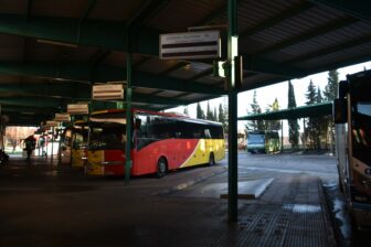 the bus station in Caceres, Spain