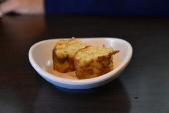 small Spanish omelette served in Braseria Augusta, the restaurant in Merida, Spain