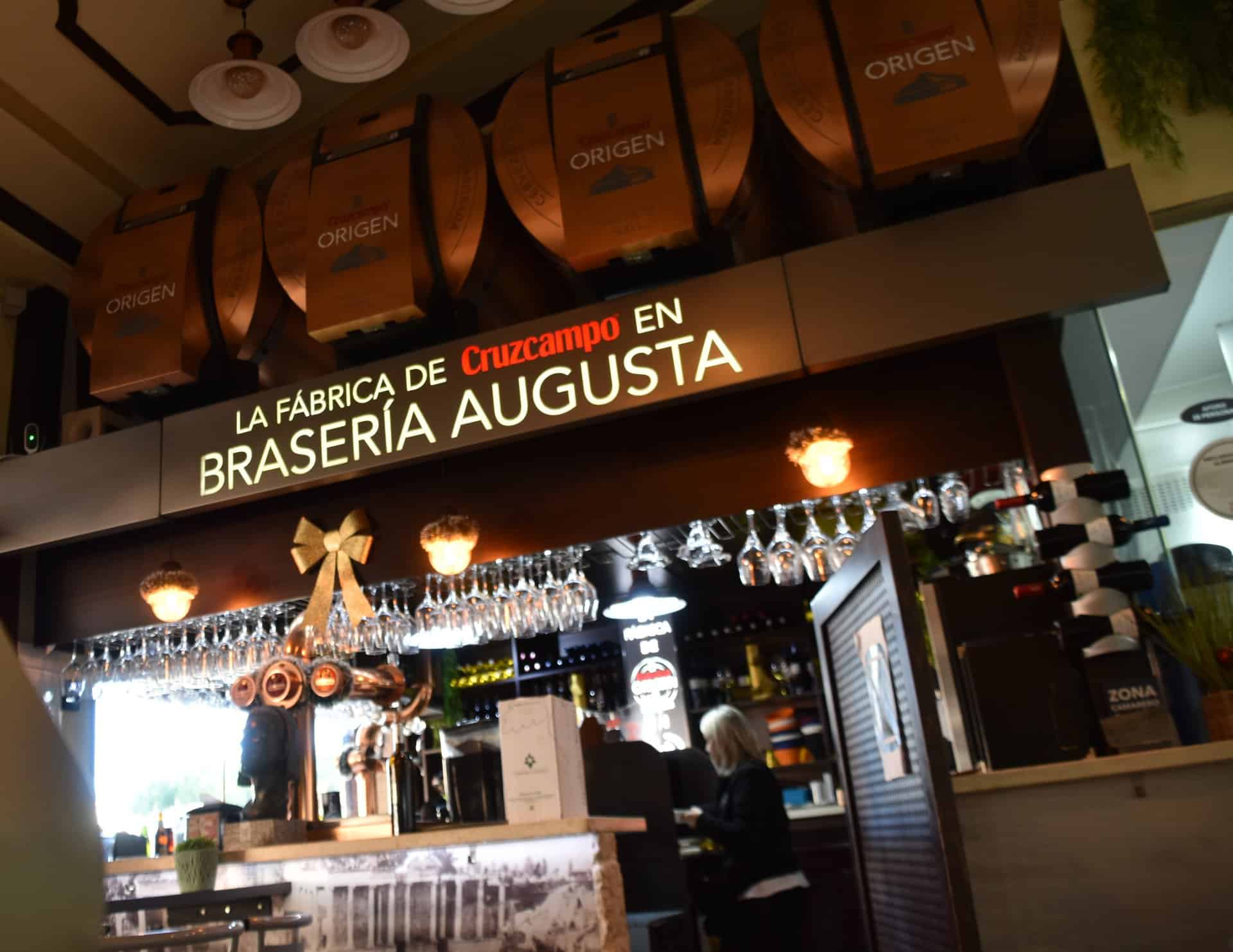 inside Braseria Augusta, a restaurant in Merida, Spain