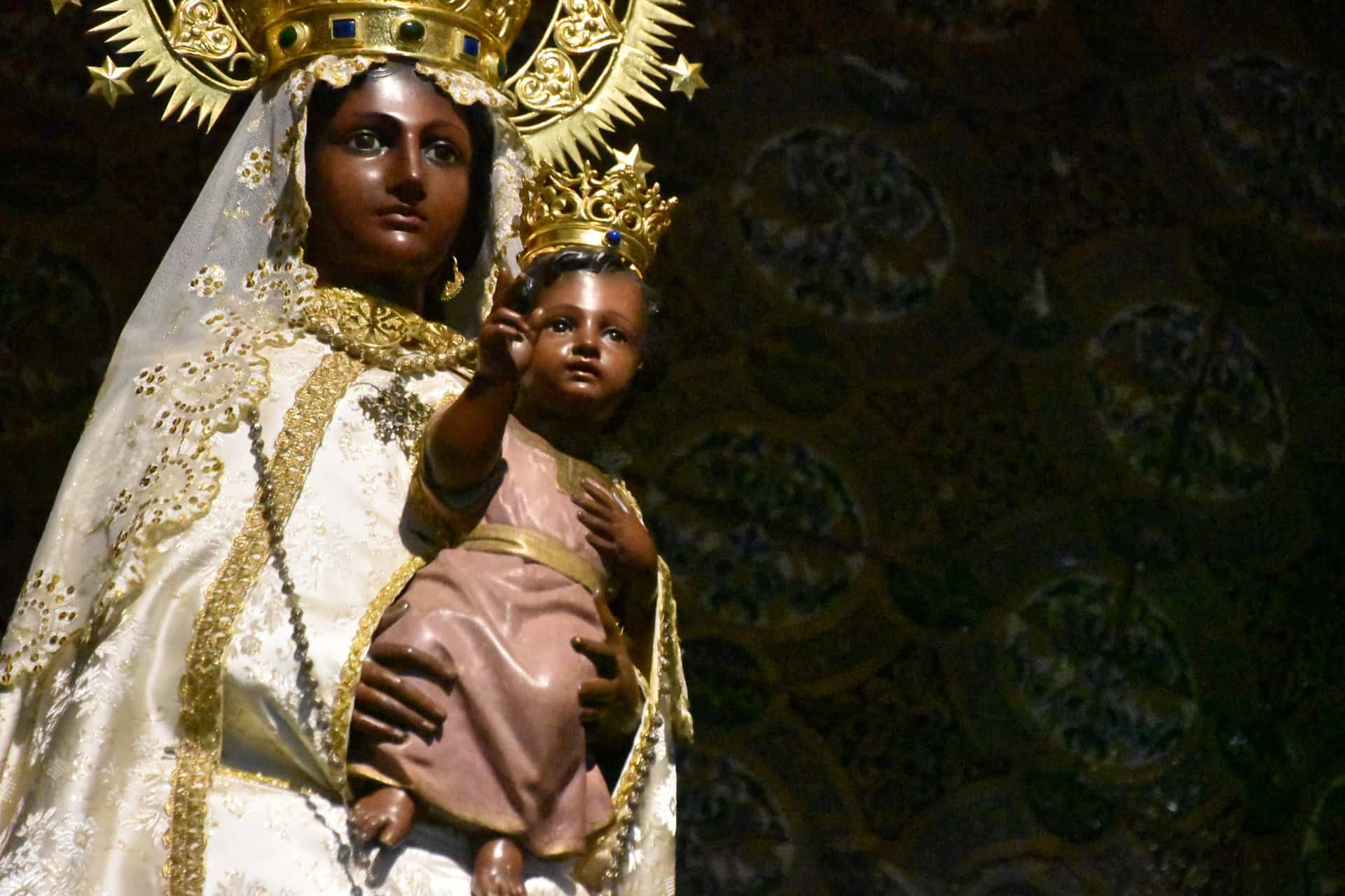 the statue of 'Our Lady of La Peña de Francia' in the monastery church at La Peña de Francia in Spain