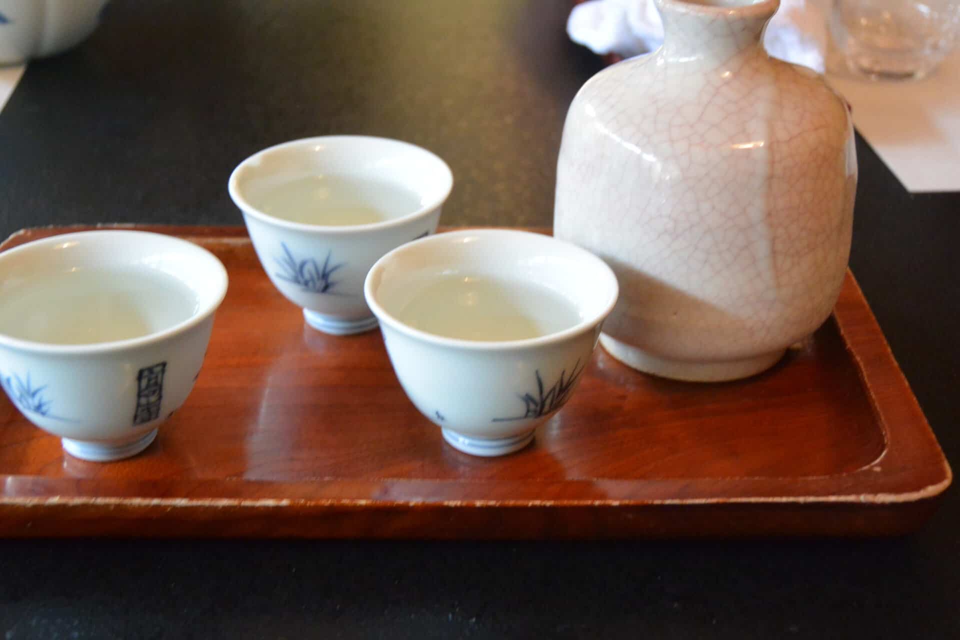sake at the restaurant in the sake brewery in Ome, Tokyo