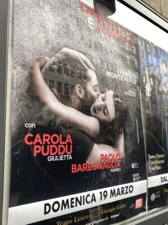 the poster of the ballet outside of Teatro Lirico in Milan, Italy