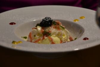 ice cream with fennel at Trattoria Praetoria, a restaurant in Aosta, Italy