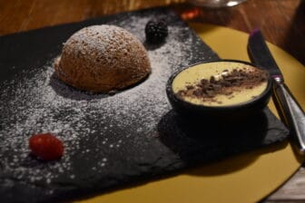 Sformatino Nocciola, a dessert at Trattoria Praetoria, the restaurant in Aosta, Italy