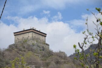 Verres Castle on the hill in Valle d'Aosta in Italy