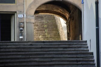 staircase in the town of Castelfiorentino in Tuscany, Italy