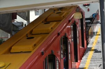 the funicular vehicle in Como in northern Italy