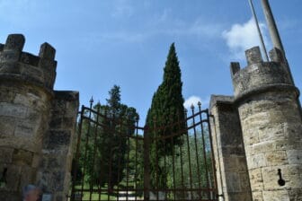 the gate of Castello di Badia in Poggibonsi in Tuscany, Italy