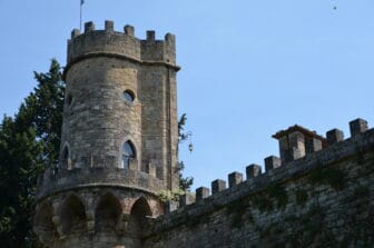 the building of Castello di Badia in Poggibonsi in Tuscany, Italy