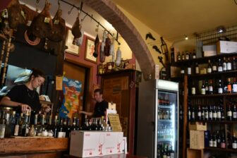 inside Enoteca Boccaccio in Certalo in Tuscany, Italy