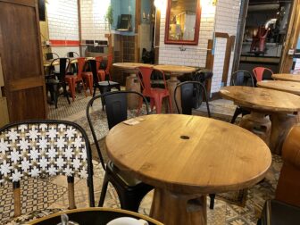 inside a cafe in Paris, France